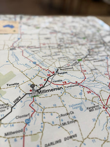 Australian Made Millmerran Local Map Tea Towel