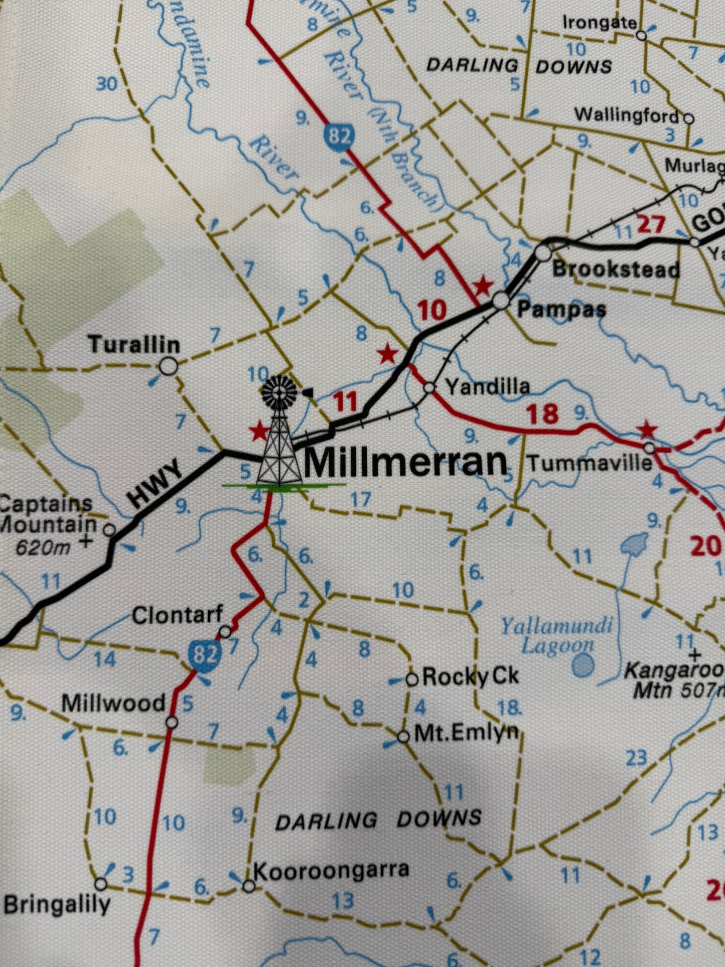 Australian Made Millmerran Local Map Tea Towel