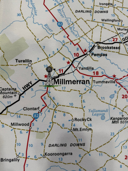 Australian Made Millmerran Local Map Tea Towel