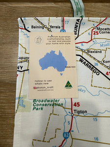 Australian Made Millmerran Local Map Tea Towel