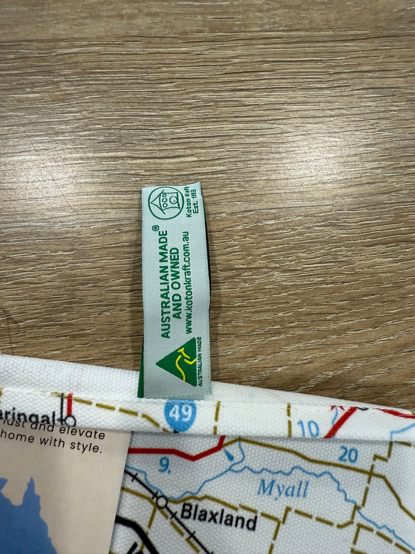 Australian Made Millmerran Local Map Tea Towel