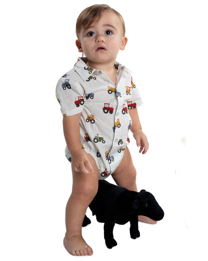 Just Country Infants Frankie Short Sleeve Full Button Print Jumpsuit