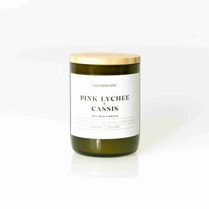 Lanterncove Jade 9 oz Soy Wax Candle Pink Lychee and Cassis