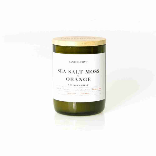 Lanterncove Jade 9 oz Soy Wax Candle Sea Salt Moss and Orange