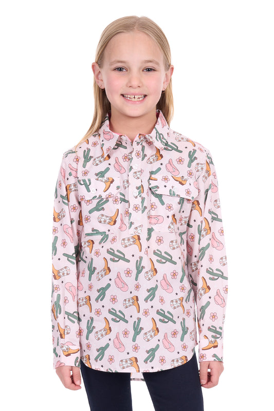 Hard Slog Kids Cleo 1/2 Placket Long Sleeve Shirt