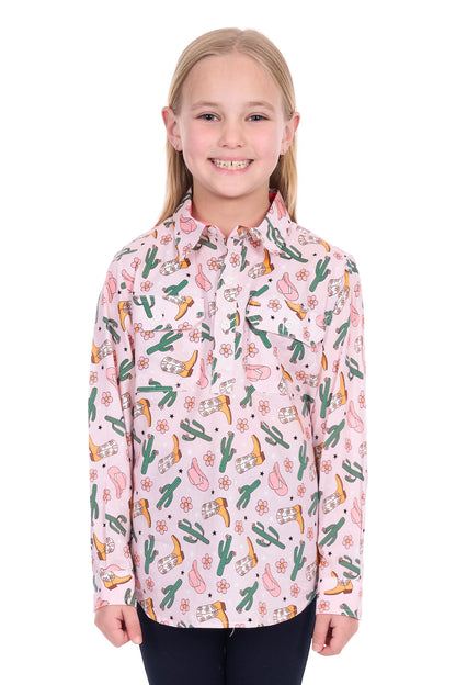 Hard Slog Kids Cleo 1/2 Placket Long Sleeve Shirt