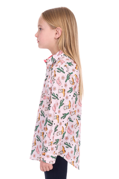 Hard Slog Kids Cleo 1/2 Placket Long Sleeve Shirt