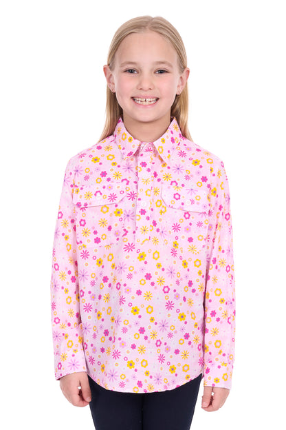 Hard Slog Kids Daisy 1/2 Placket Long Sleeve Shirt