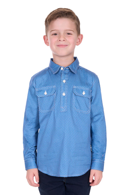 Hard Slog Kids Holden 1/2 Placket Long Sleeve Shirt