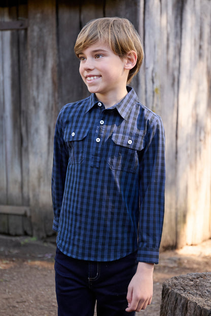 Hard Slog Kids Nash 1/2 Placket Long Sleeve Shirt