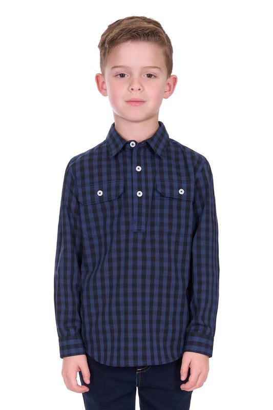 Hard Slog Kids Nash 1/2 Placket Long Sleeve Shirt