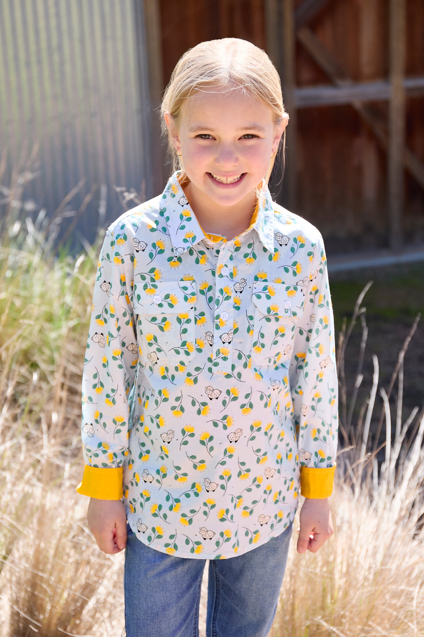 Hard Slog Kids Suzie 1/2 Placket Long Sleeve Shirt