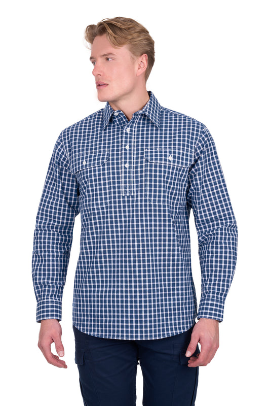 Hard Slog Mens Alden 1/2 Placket Long Sleeve Shirt