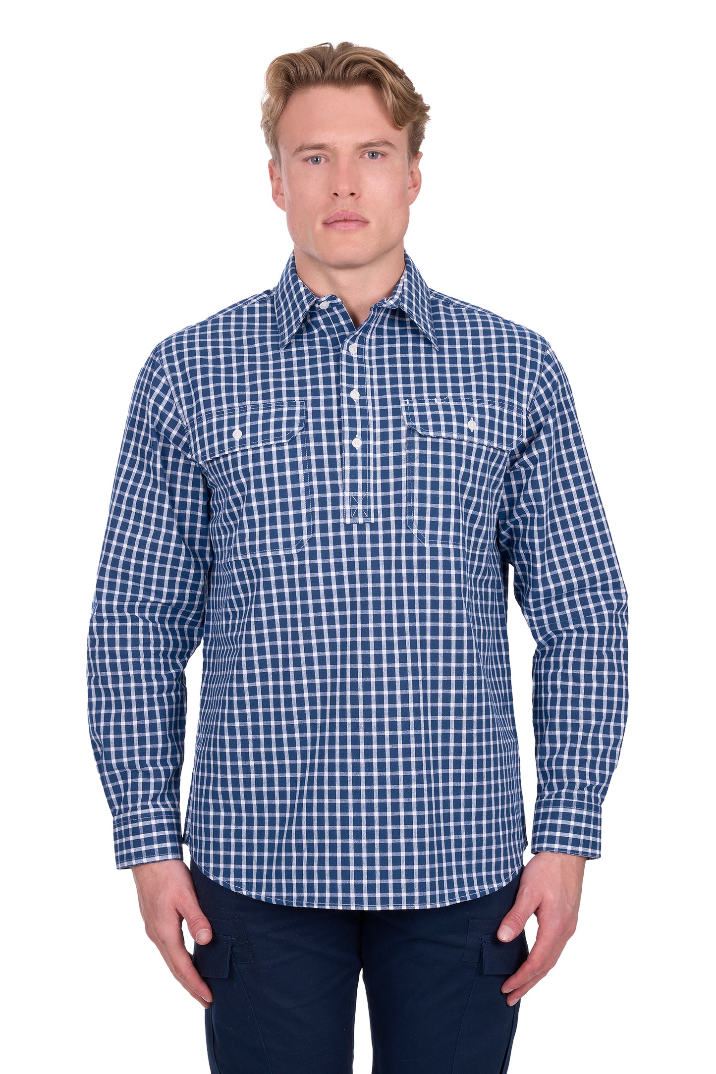 Hard Slog Mens Alden 1/2 Placket Long Sleeve Shirt