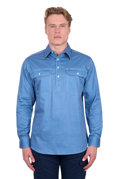Hard Slog Mens Holden 1/2 Placket Long Sleeve Shirt