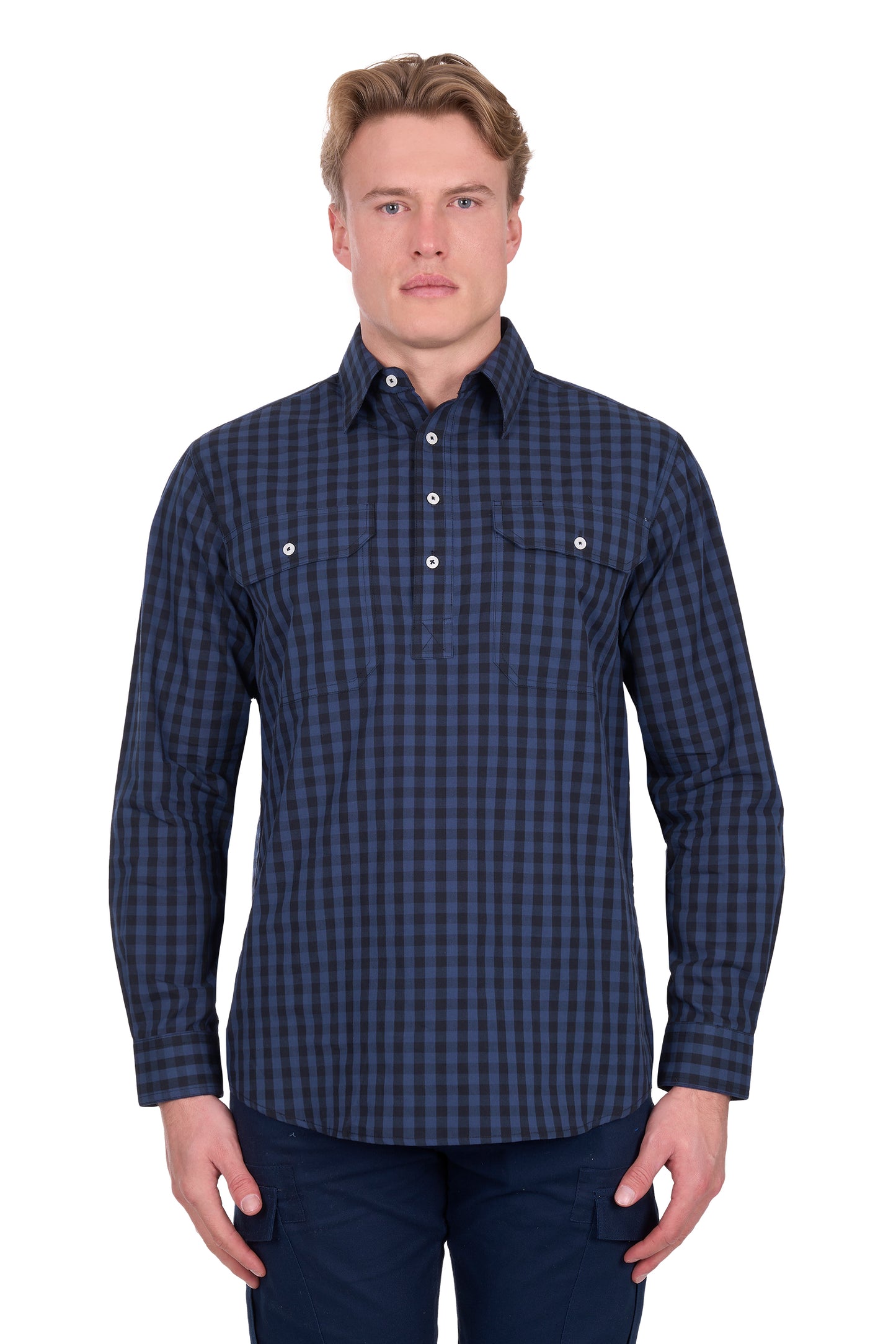 Hard Slog Mens Nash 1/2 Placket Long Sleeve Shirt