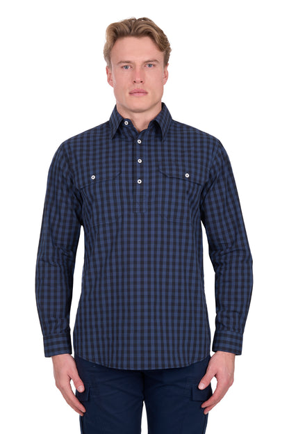 Hard Slog Mens Nash 1/2 Placket Long Sleeve Shirt
