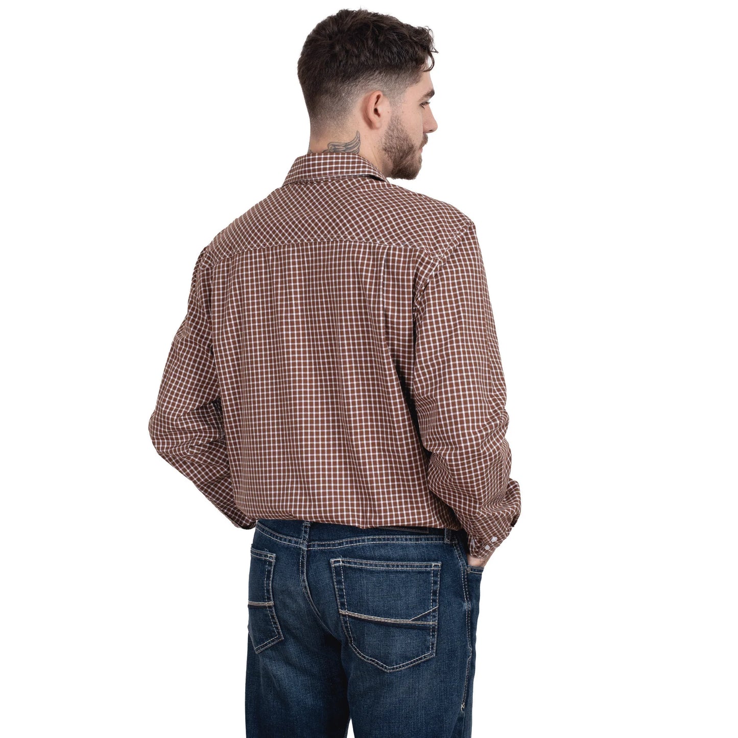 Just Country Mens Austin Long Sleeve Full Button Print Workshirt