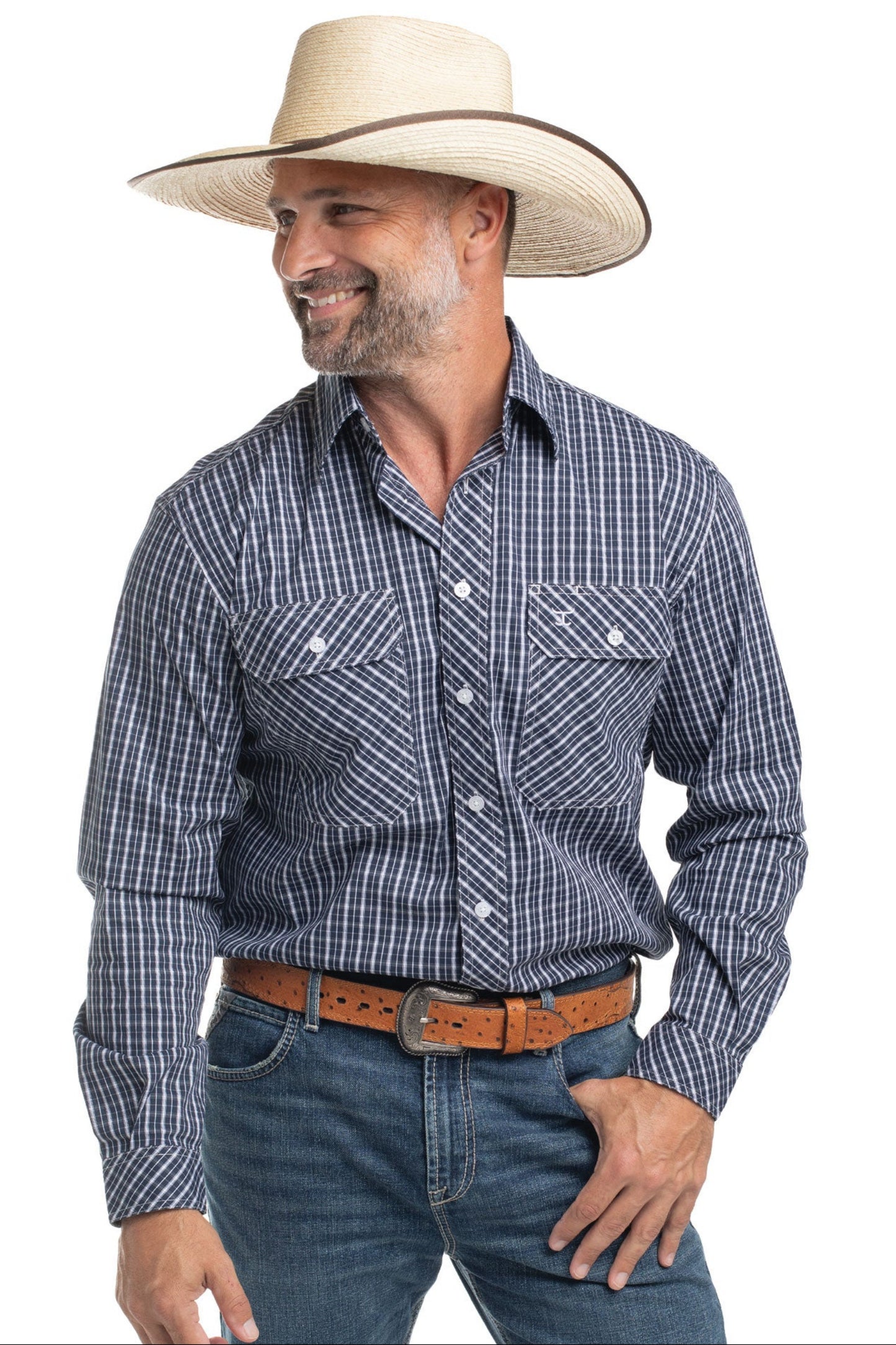 Just Country Mens Austin Full Button Print Country Workshirt