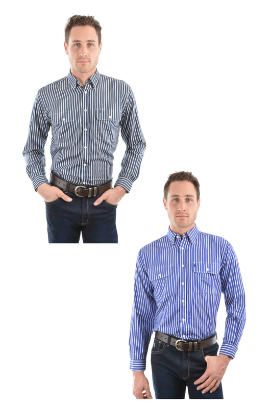 THOMAS COOK MENS WINTON STRIPE 2 POCKET LONG SLEEVE SHIRT