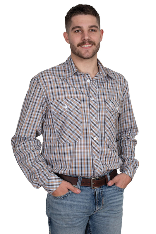 Just Country Mens Austin Full Button Print Work Shirt