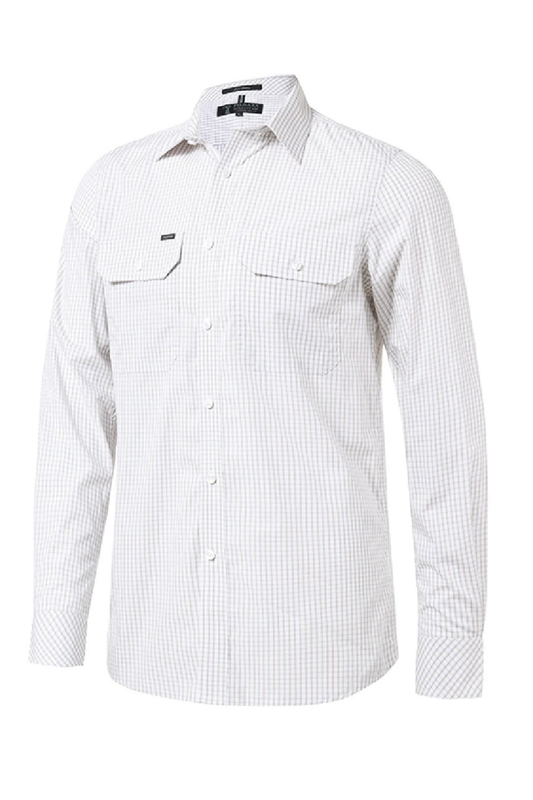 Pilbara Mens Yarn Dyed Check Dual Pocket Short Sleeve Shirt