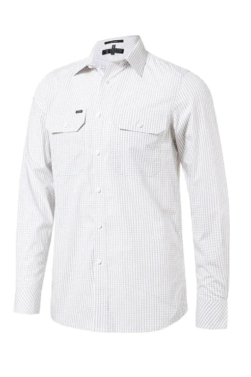 Pilbara Mens Yarn Dyed Check Dual Pocket Long Sleeve Shirt