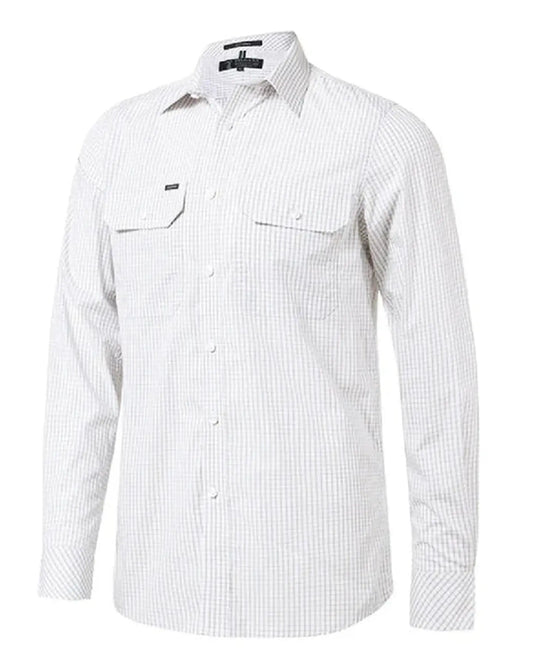 Pilbara Mens Yarn Dyed Check Dual Pocket Long Sleeve Shirt