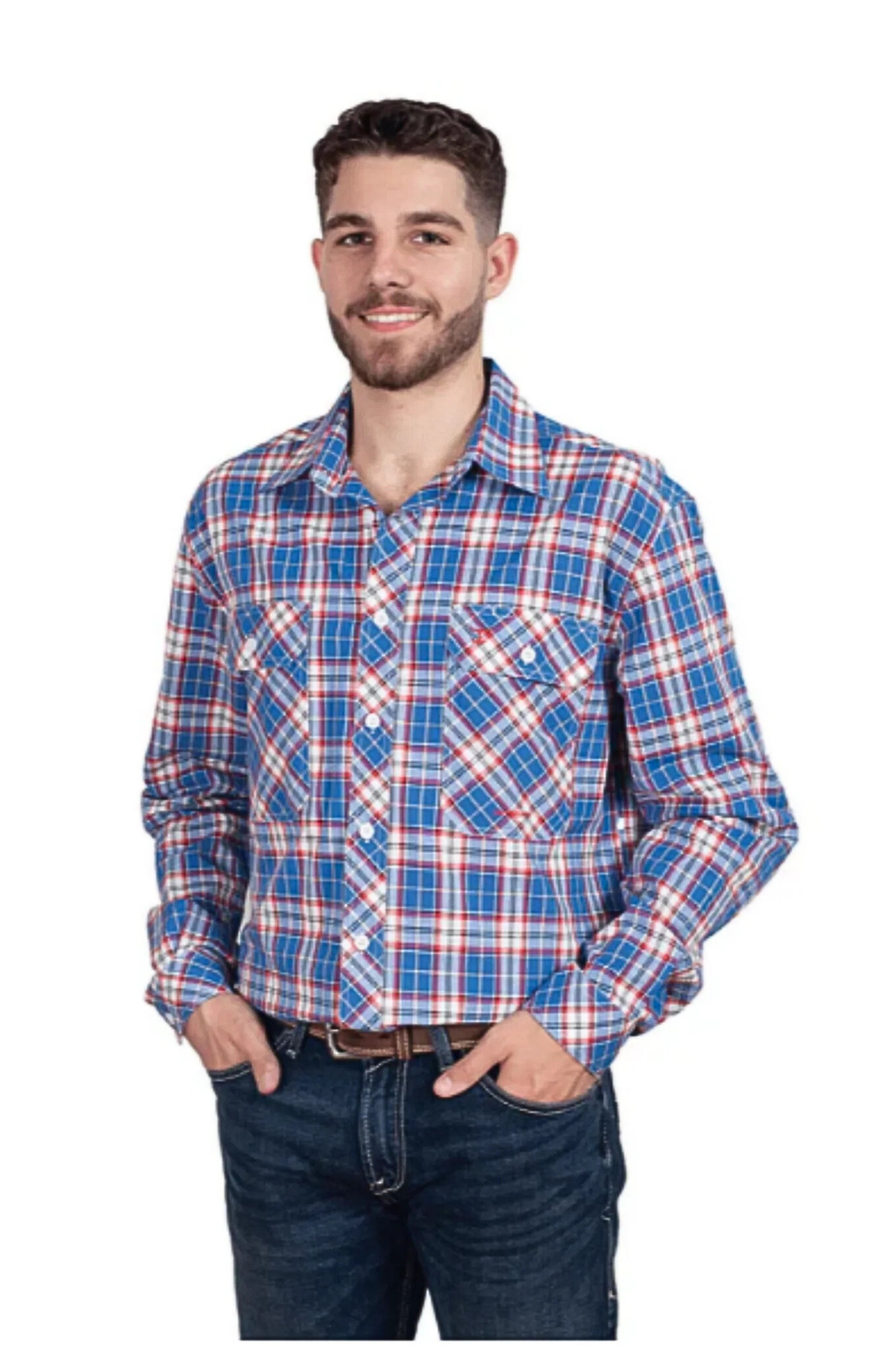 Just Country Mens Austin Long Sleeve Full Button Print Workshirt