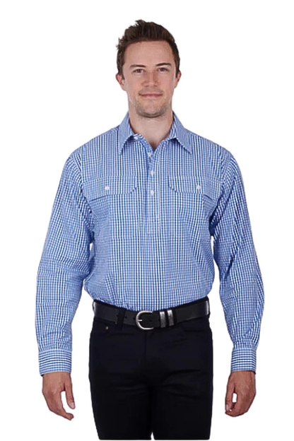 Hard Slog Mens Devin Half Placket Long Sleeve Country Shirt