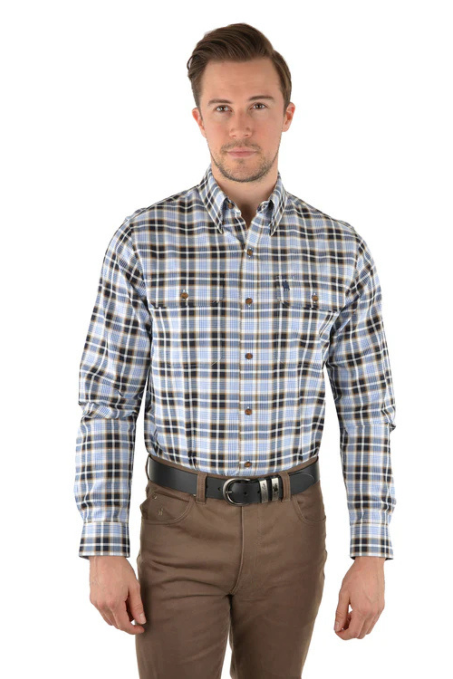 THOMAS COOK MENS KIERAN CHECK 2 POCKET LONG SLEEVE SHIRT