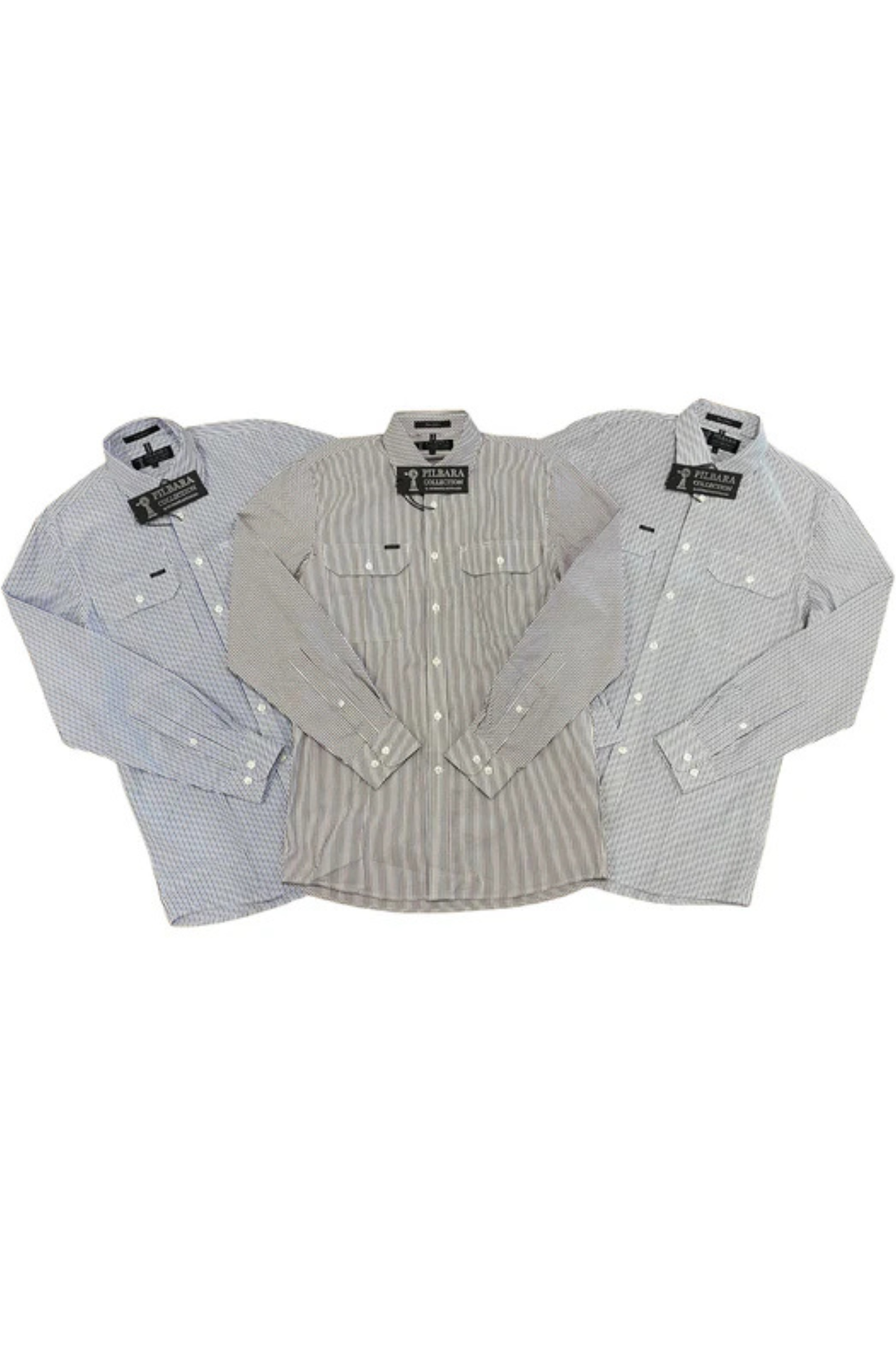 Pilbara Mens Y/D Stripe Dual Pocket L/S Shirt