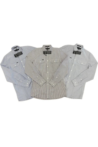 Pilbara Mens Y/D Stripe Dual Pocket L/S Shirt