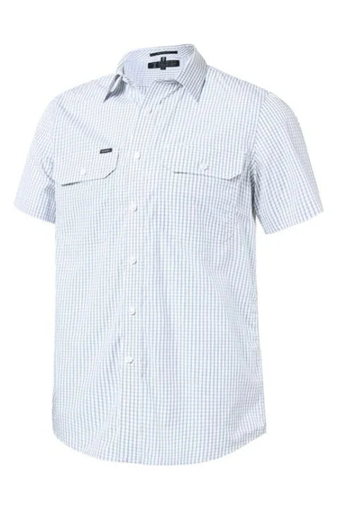 Pilbara Mens Yarn Dyed Check Dual Pocket Short Sleeve Shirt