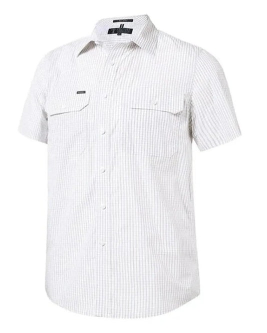 Pilbara Mens Yarn Dyed Check Dual Pocket Short Sleeve Shirt