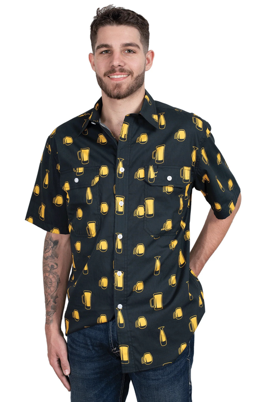 Just Country Jordan Short Sleeve Full Button Print Workshirt Black Ale