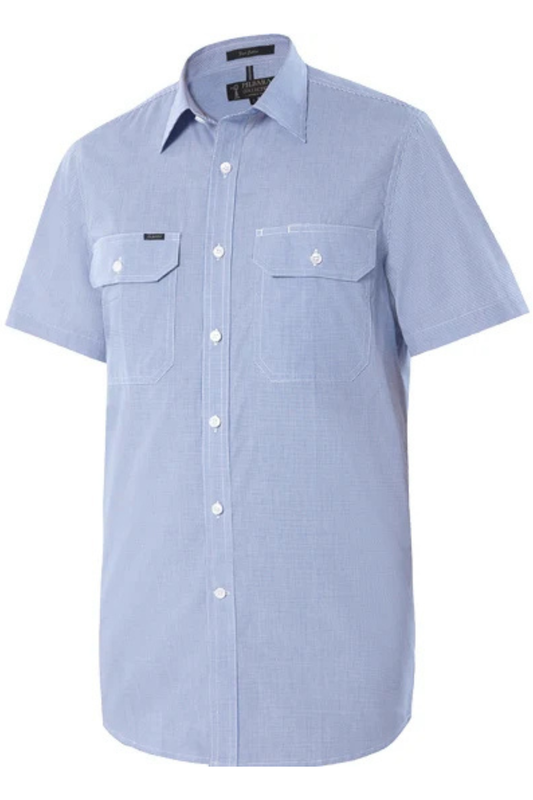 Pilbara Mens Y/D Check Dual Pocket S/S Shirt
