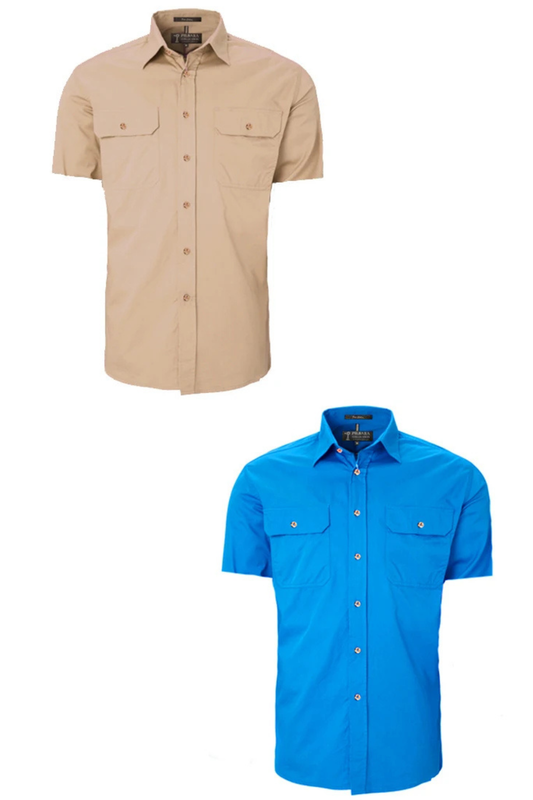 Mens Pilbara Open Front Short Sleeve Country Work Shirt