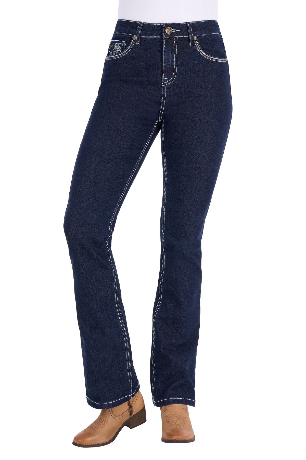 Pure Western Womens Daph High Rise Bootcut Jeans 30 Inch Leg