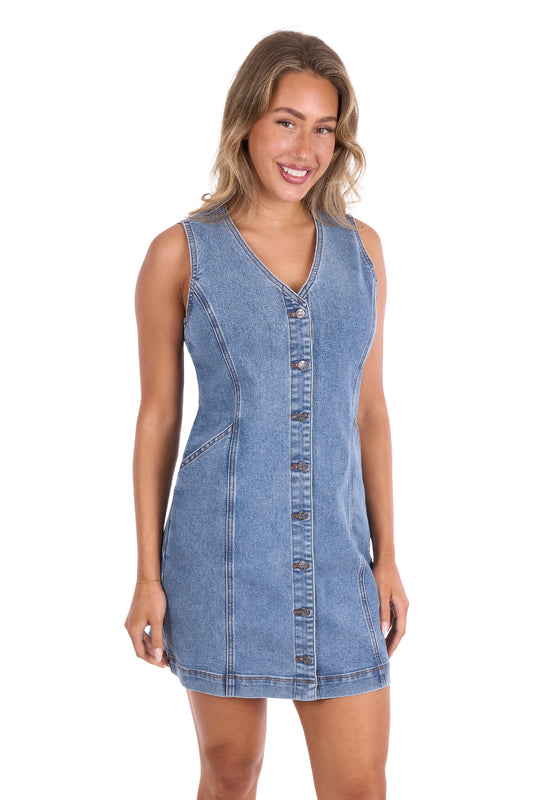 Pure Western Womens Natasha Sleeveless Denim Dress