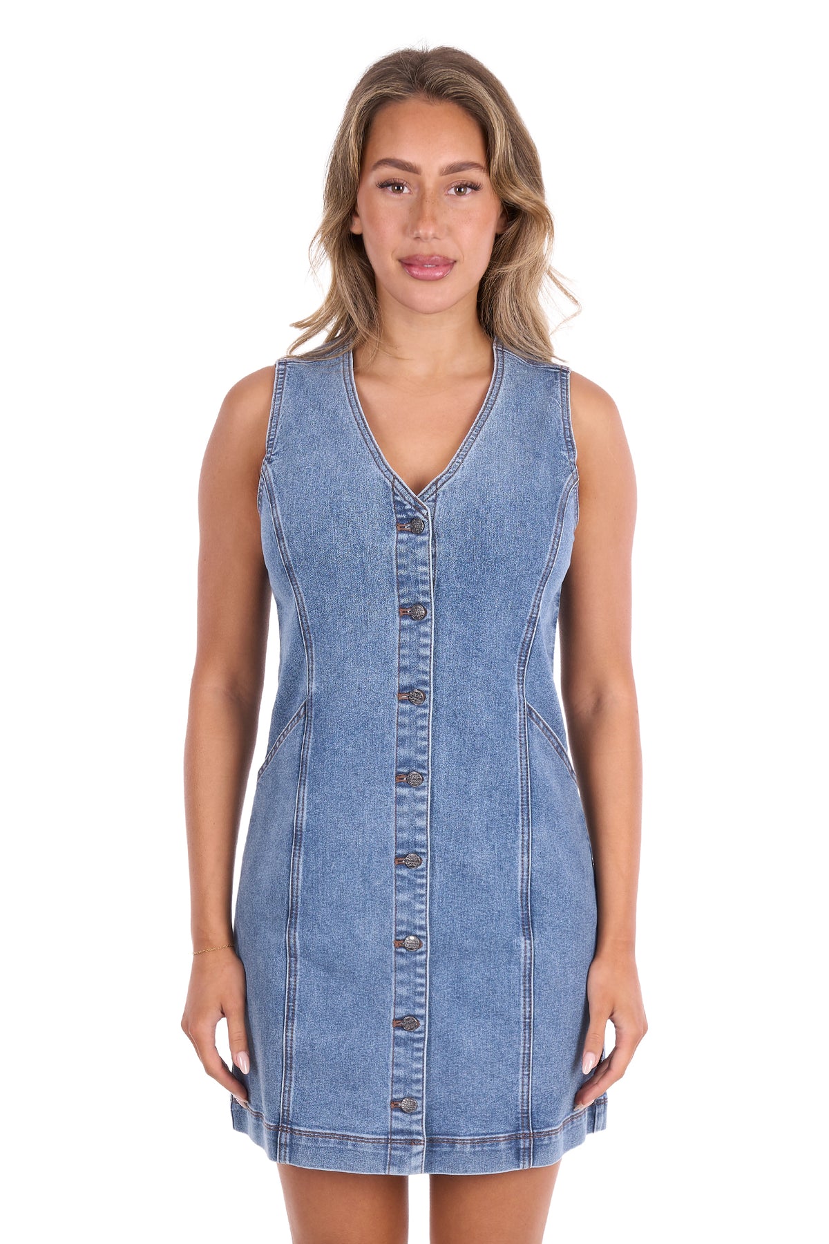 Pure Western Womens Natasha Sleeveless Denim Dress