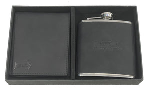 Pilbara Leather Wallet & Hip Flask Gift Set