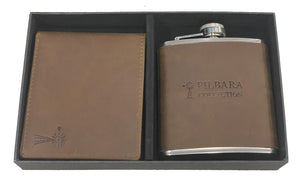 Pilbara Leather Wallet & Hip Flask Gift Set