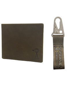 Pilbara Leather Mens Wallet & Leather Keychain Gift Pack