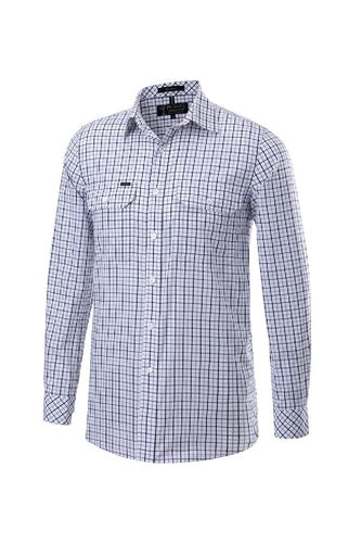 Pilbara Mens Y/D Check Duel Pocket Long Sleeve Shirt