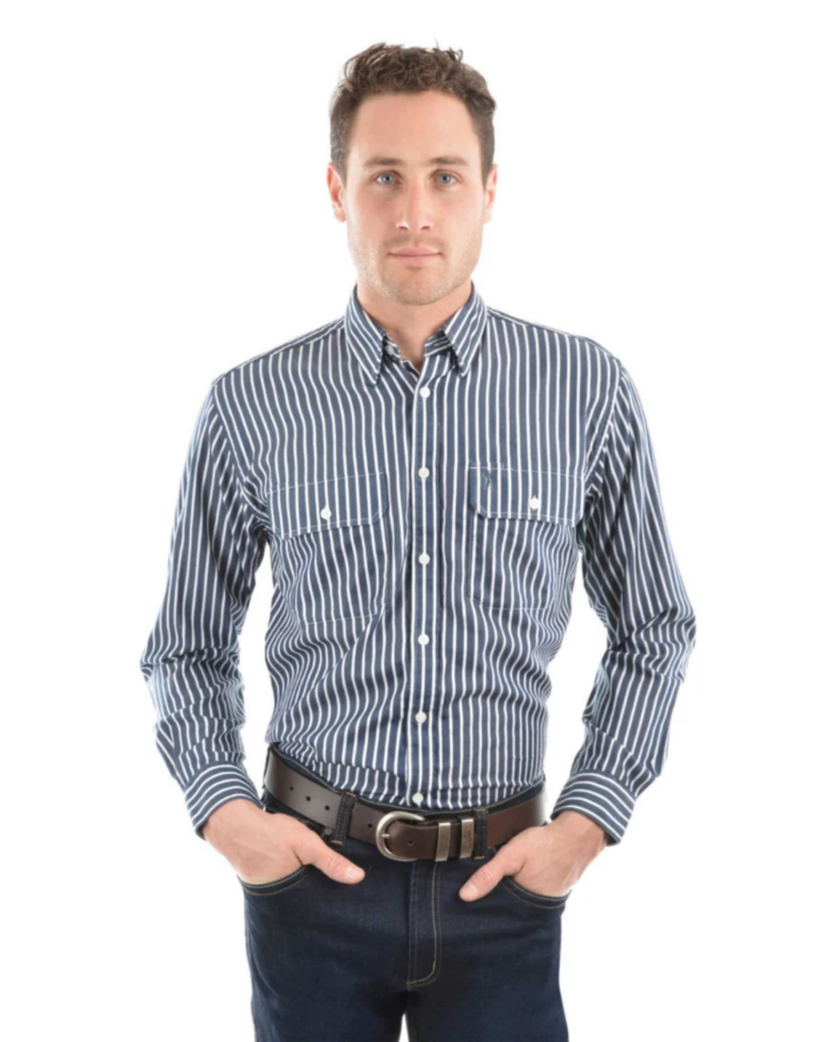 Thomas Cook Mens Winton Stripe 2 Pocket Long Sleeve Shirt
