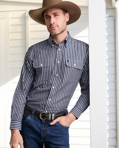 Thomas Cook Mens Winton Stripe 2 Pocket Long Sleeve Shirt