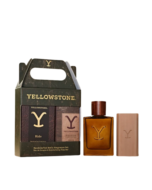 Tru Western Mens Yellowstone Ride Giftset For Him Cologne & Bunkhouse Bar 100ml / 140gm