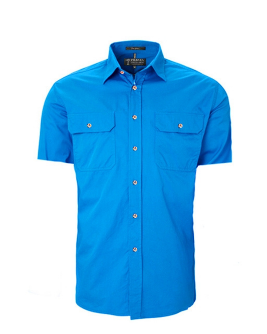 Mens Pilbara Open Front Short Sleeve Country Work Shirt