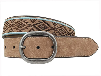 Roper Womens Belt 1.1/2 inch Synthetic Leather with Aztec Embroidery